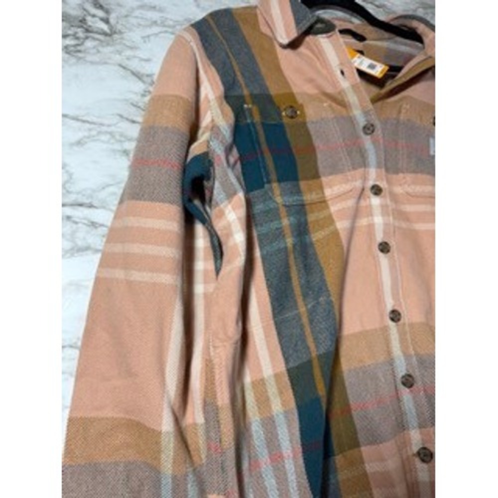 Carhartt Womens Loose Fit Heavyweight Twill Plaid Long Sleeve Shirt - Picture 4 of 6